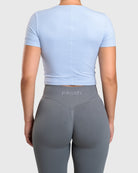 Blue Dry - fit Cropped T-shirt - Peach Tights - T-shirt