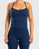 Blue Noiré Singlet - Peach Tights - Sports - Bra