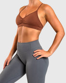 Brown Athleisure Sports - bra - Peach Tights - Sports - Bra