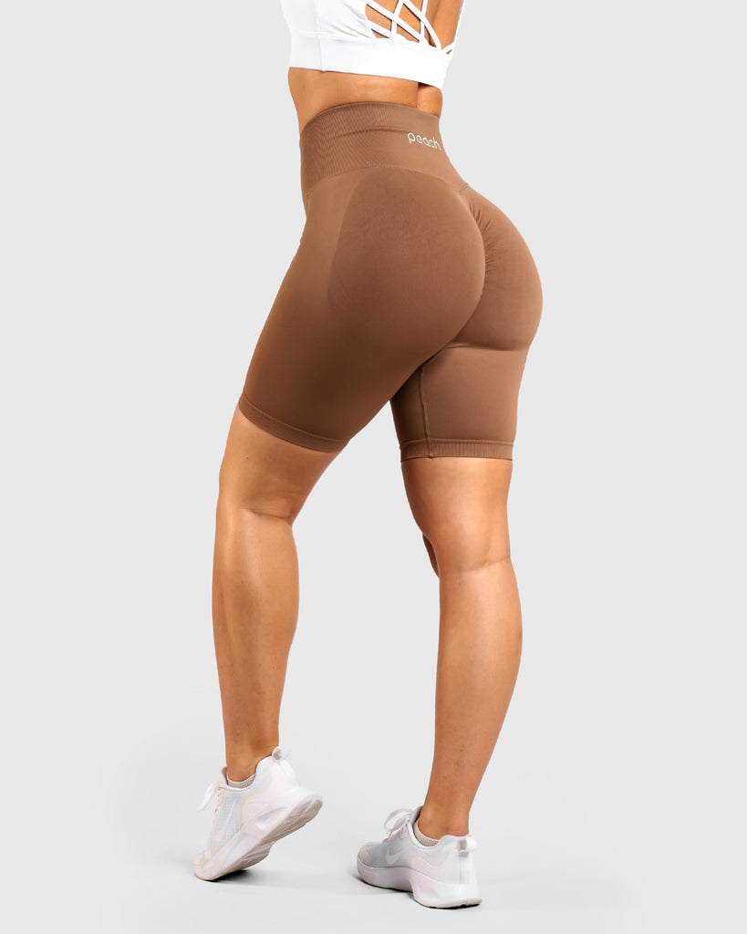 Brown Biker Shorts - Peach Tights - Shorts