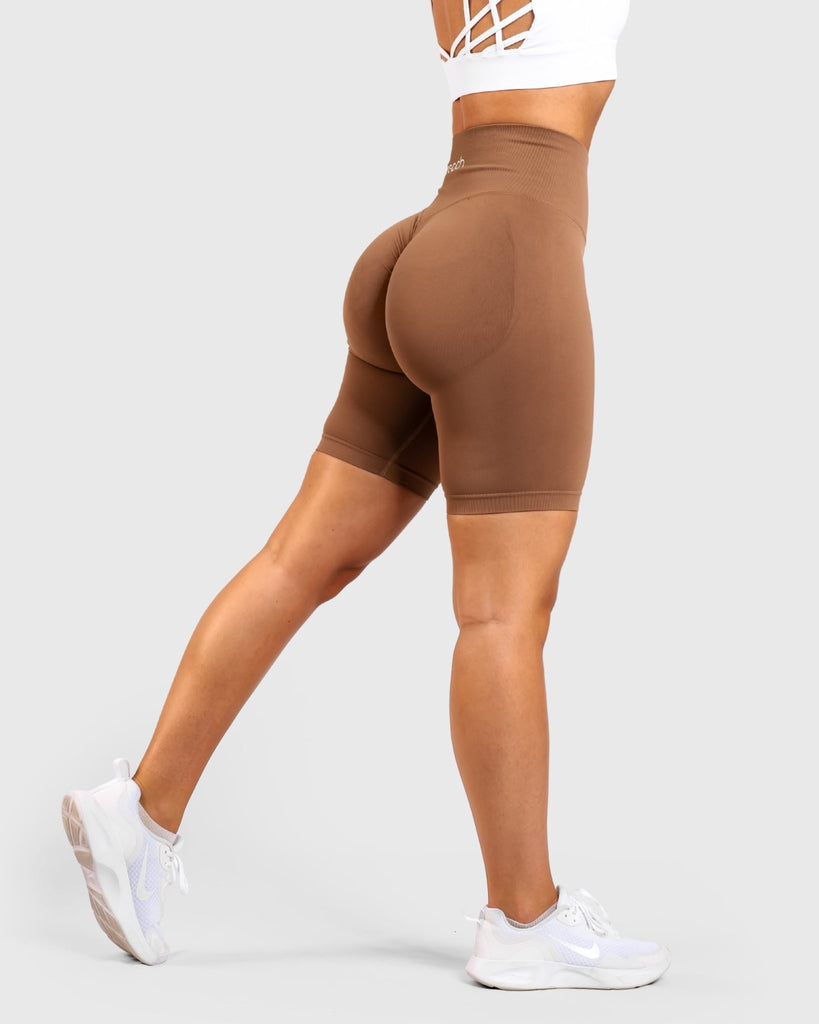 Brown Biker Shorts - Peach Tights - Shorts