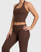 Brown Flow Halterneck Topp - Peach Tights - Sports - Bra