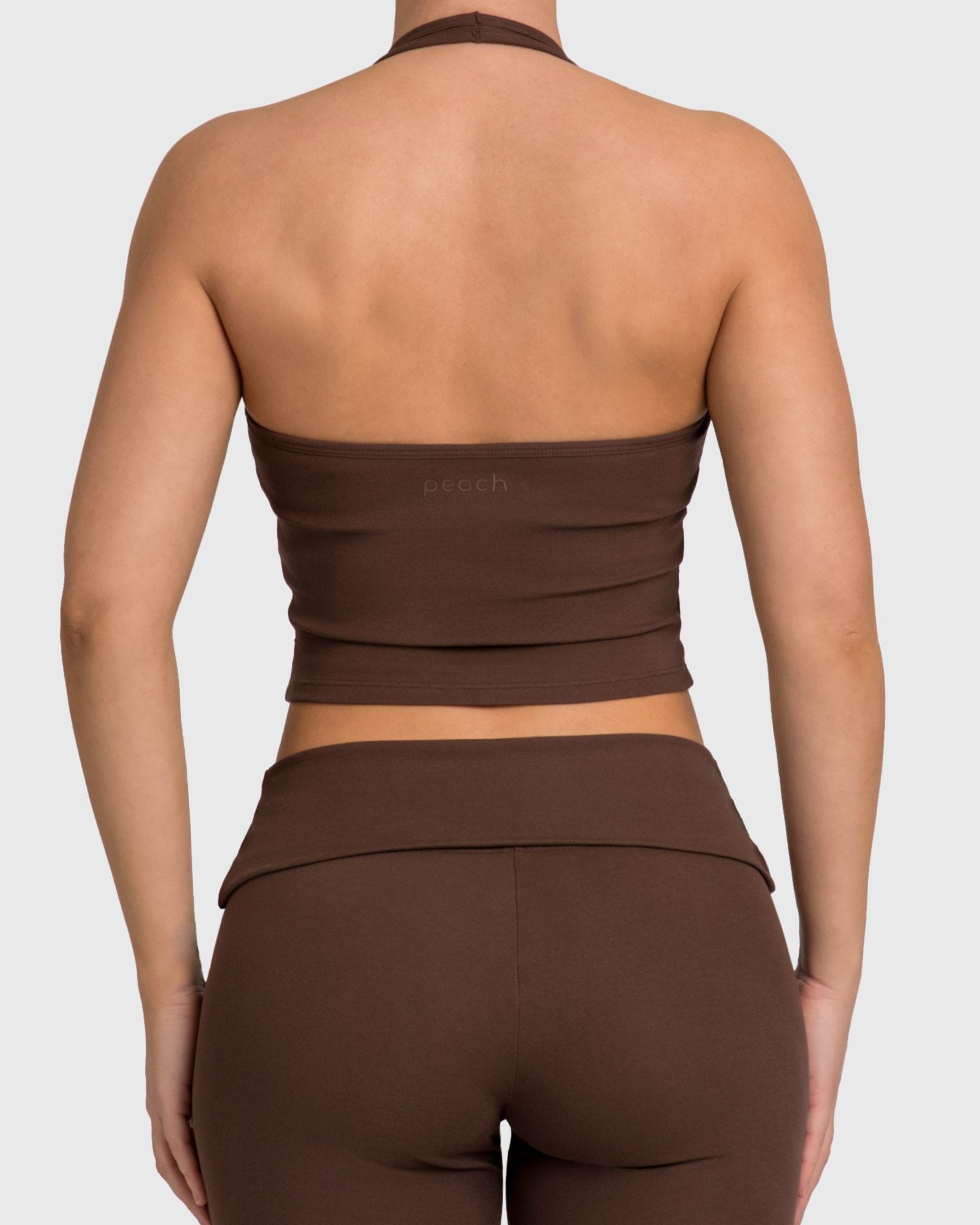 Brown Flow Halterneck Topp - Peach Tights - Sports - Bra