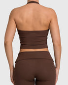 Brown Flow Halterneck Topp - Peach Tights - Sports - Bra