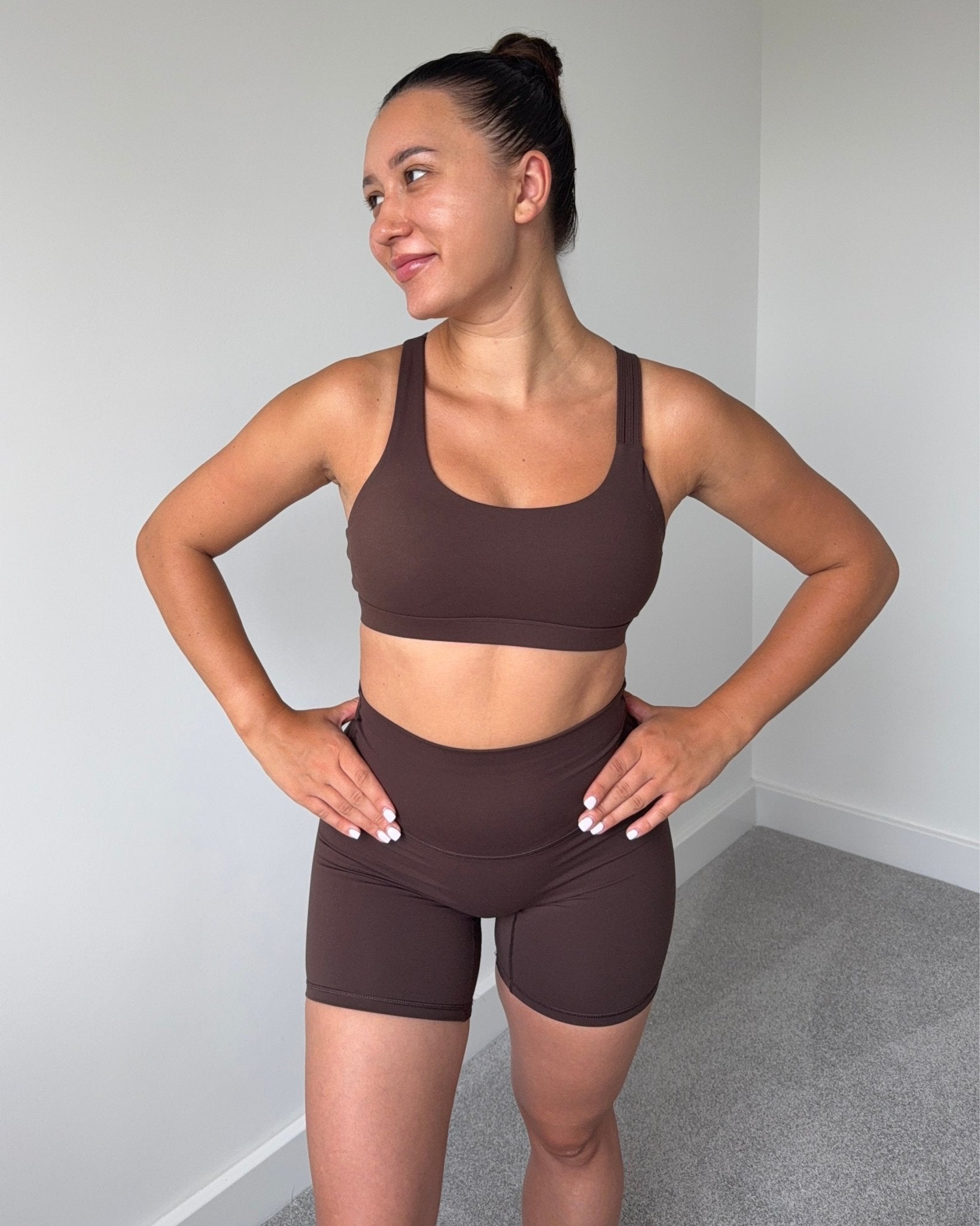 Brown Softelle Shorts - Peach Tights - Tights