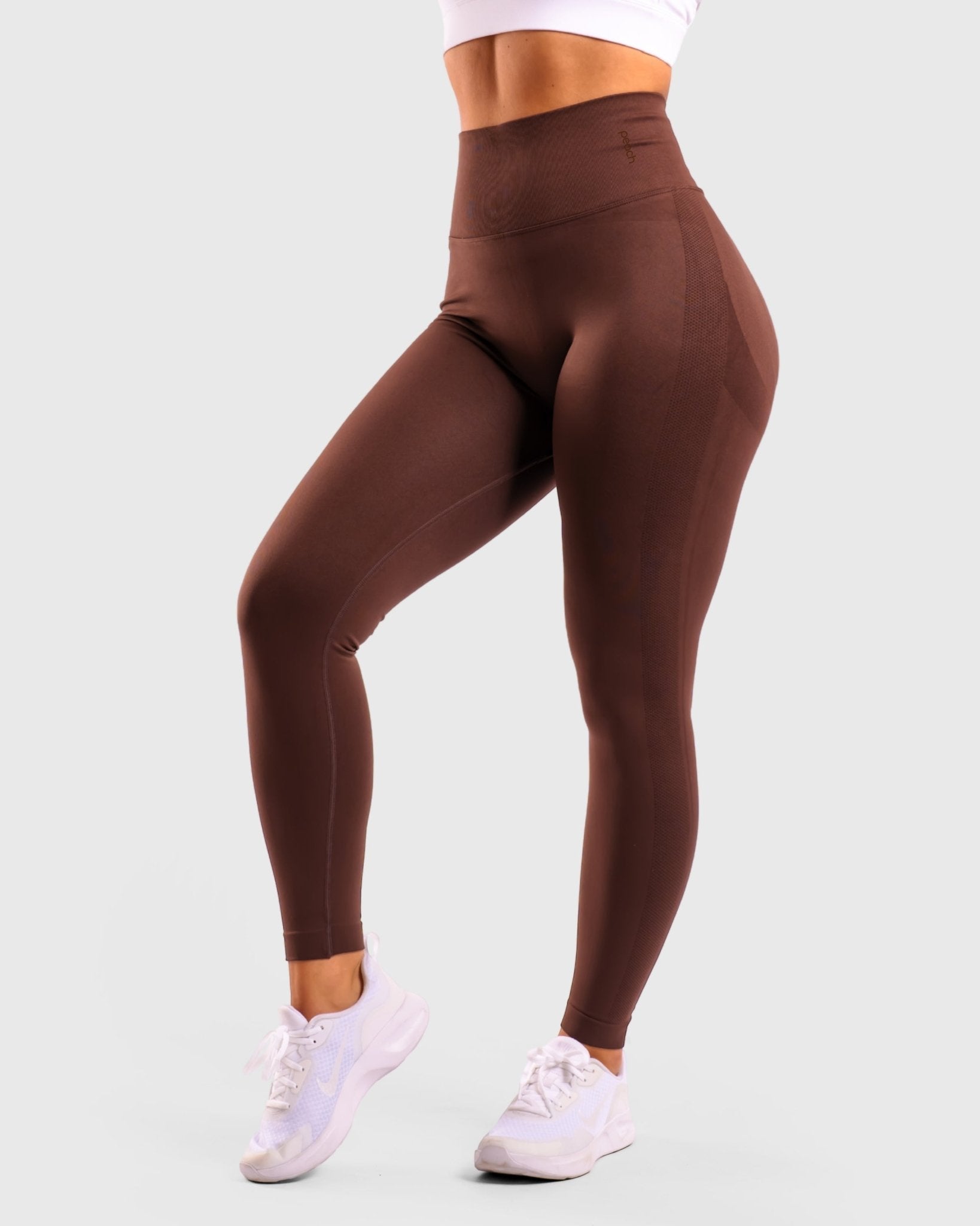 Brown Solid - Mid Waist Tights - Peach Tights - Tights