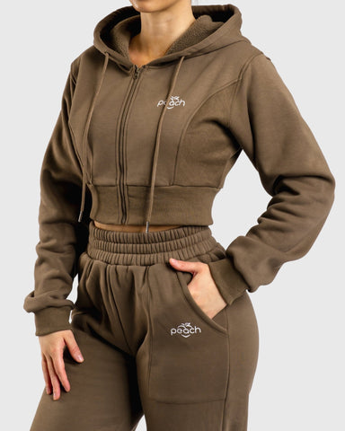 Brown Vibe Cropped Hoodie