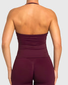 Burgundy Sense Halterneck Topp - Peach Tights - Sports - Bra