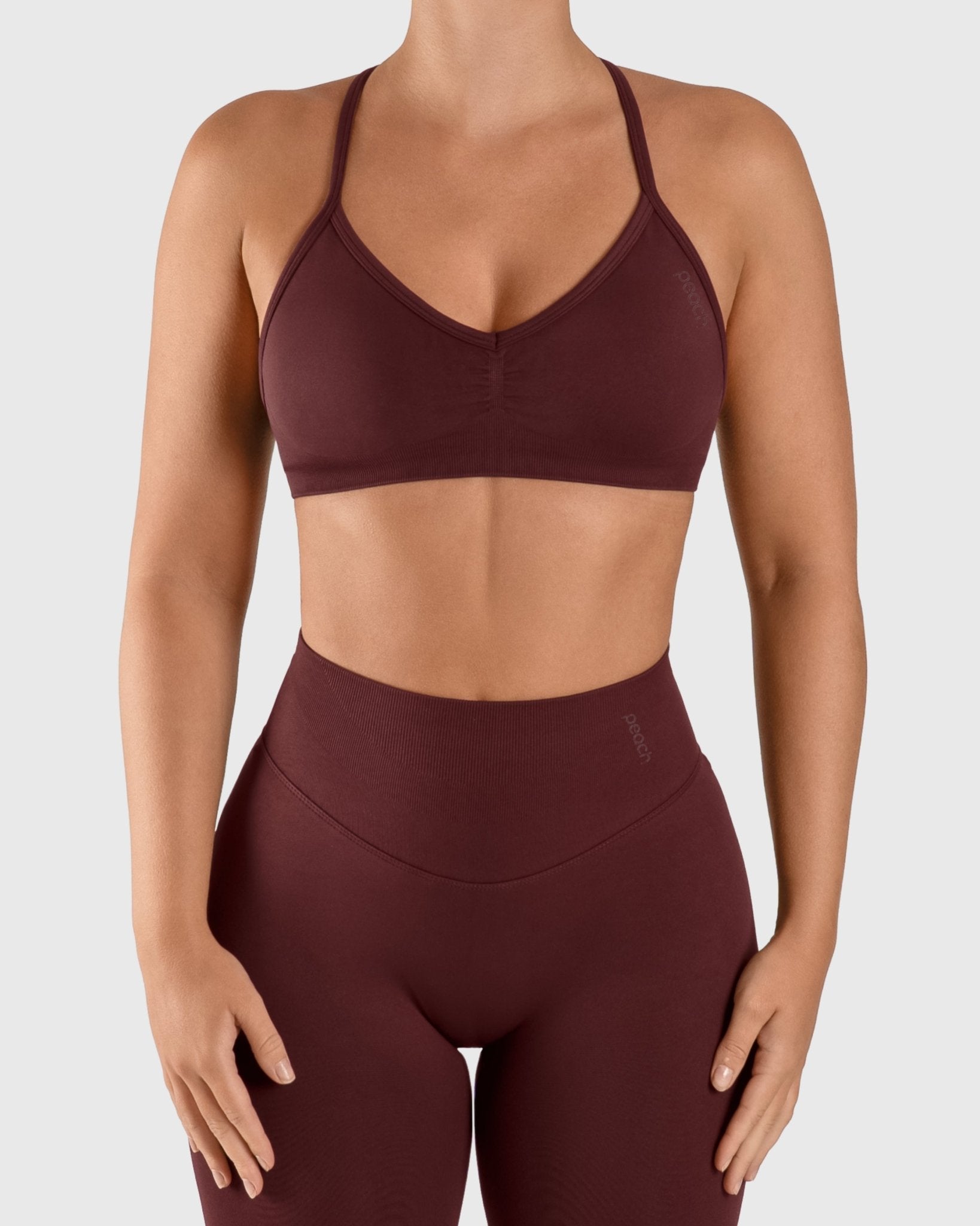 Burgundy Vivid Sports - bra - Peach Tights - Sports - Bra