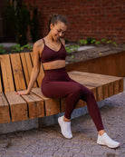 Burgundy Vivid Sports - bra - Peach Tights - Sports - Bra