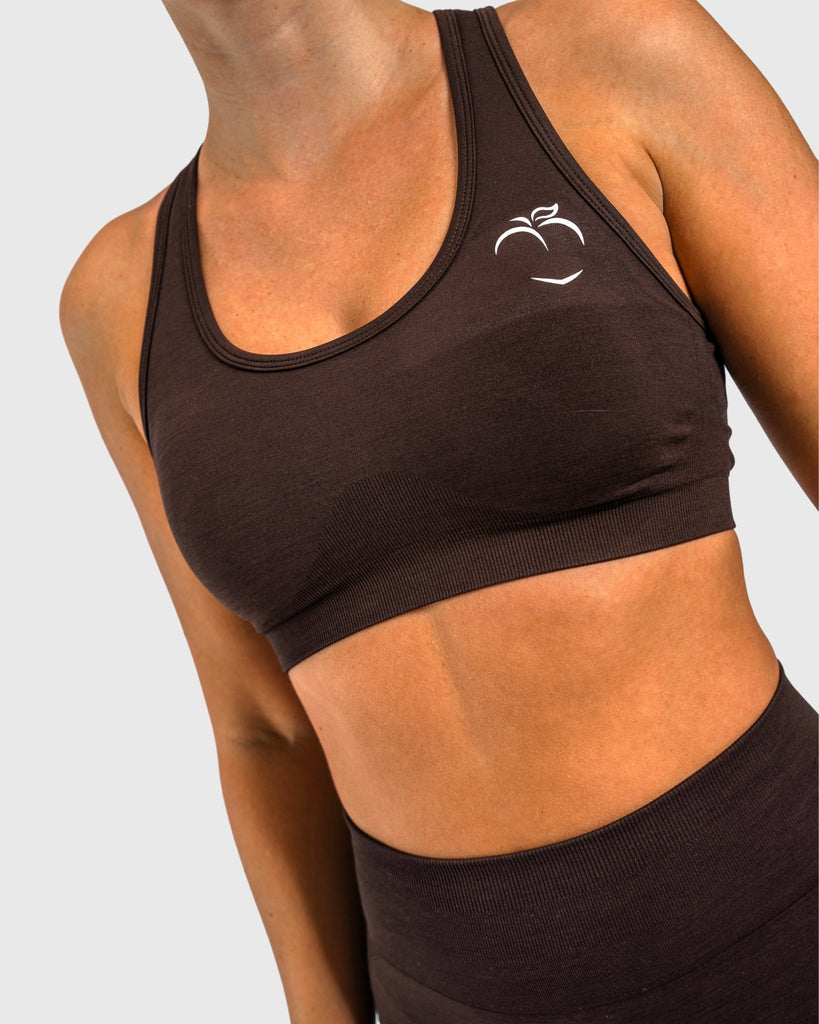 Dark Brown Edge Sports - bra - Peach Tights - Sports - Bra