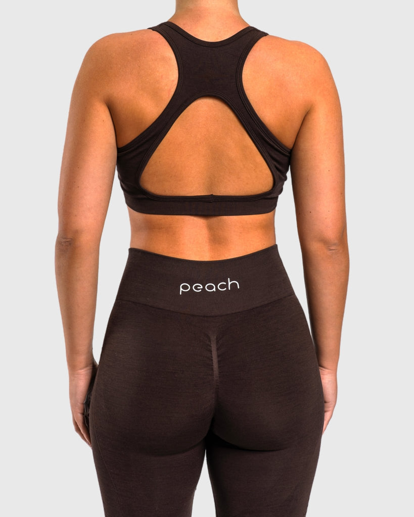 Dark Brown Edge Sports - bra - Peach Tights - Sports - Bra