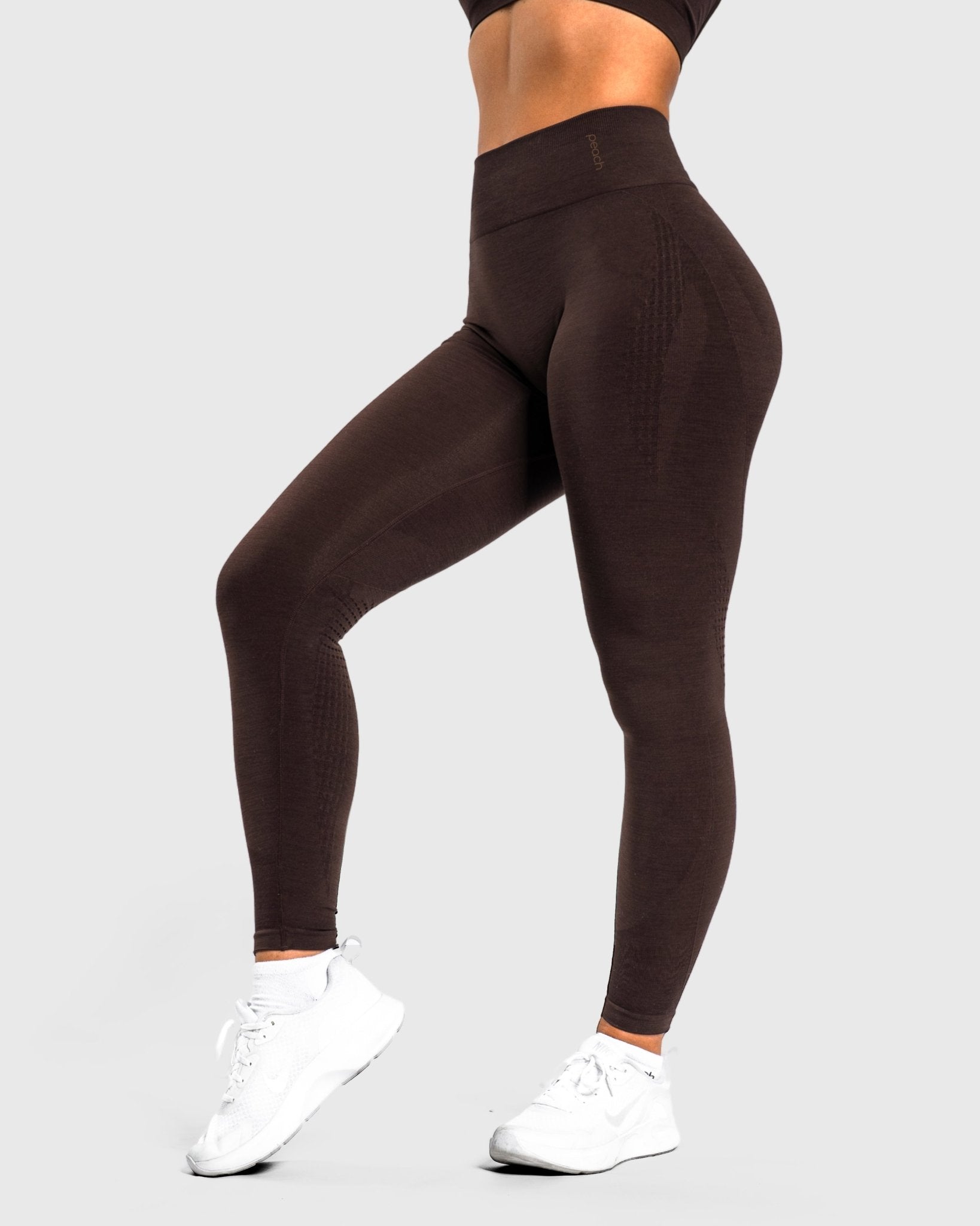 Dark Brown Edge Tights - Peach Tights - Tights