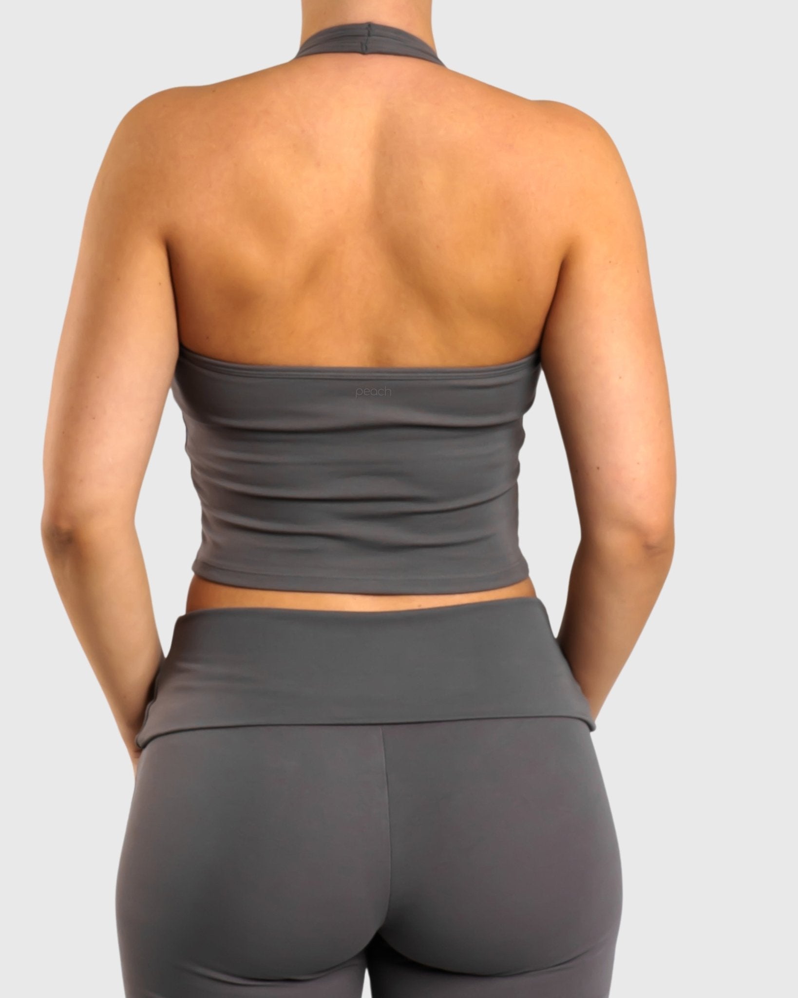 Dark Grey Flow Halterneck Topp - Peach Tights - Sports - Bra