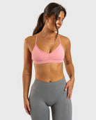 Dusty Rose Athleisure Sports - bra - Peach Tights - Sports - Bra