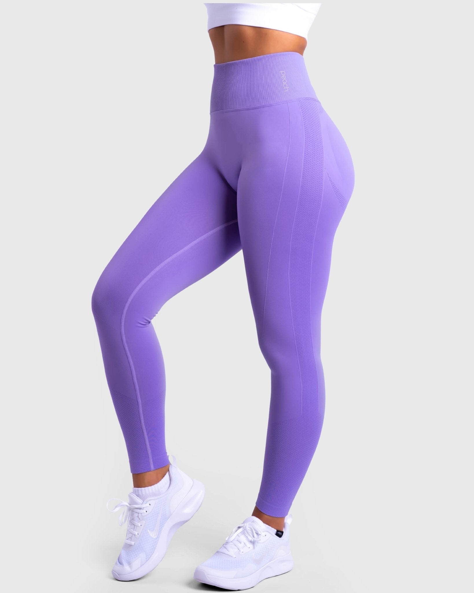 Floral Purple Lux Seamless Tights - Peach Tights - Tights