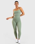 Green Noiré Singlet - Peach Tights - Sports - Bra