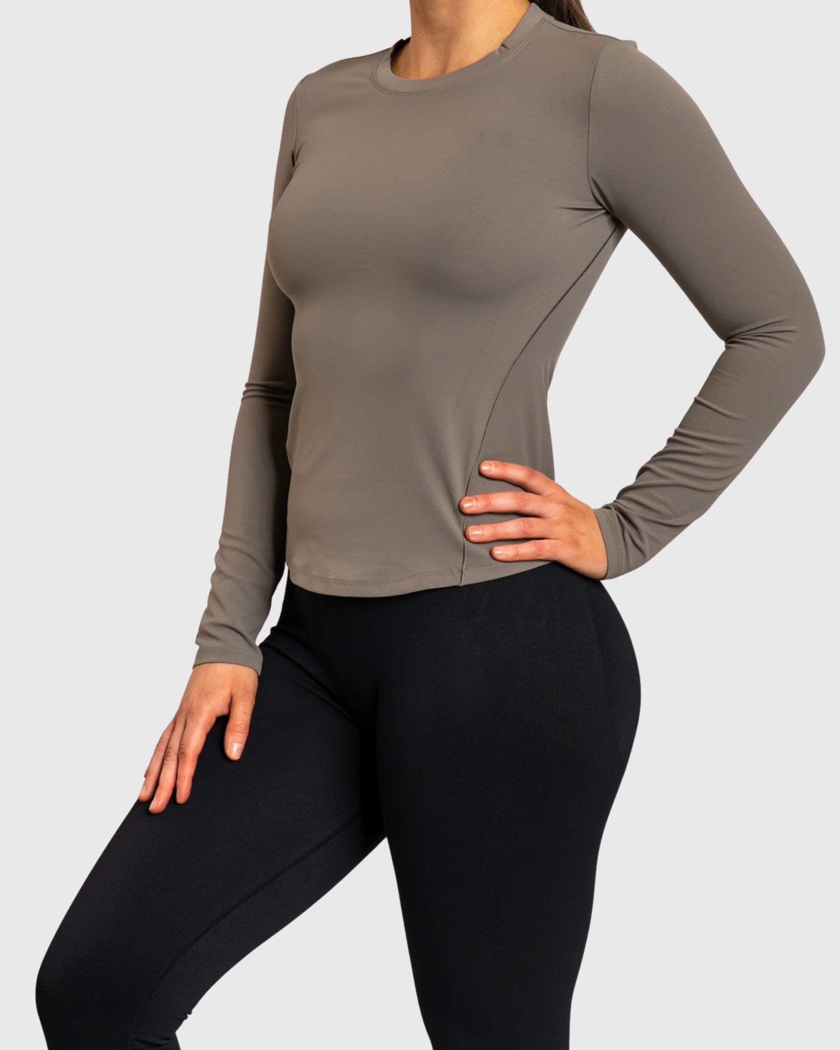 Grey Base Long Sleeve - Peach Tights - Long sleeve