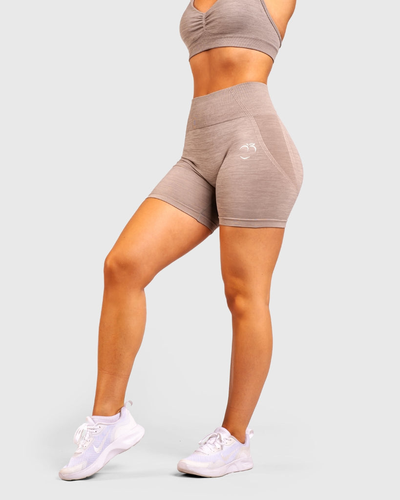 Grey Khaki Elevate Shorts - Peach Tights - Shorts