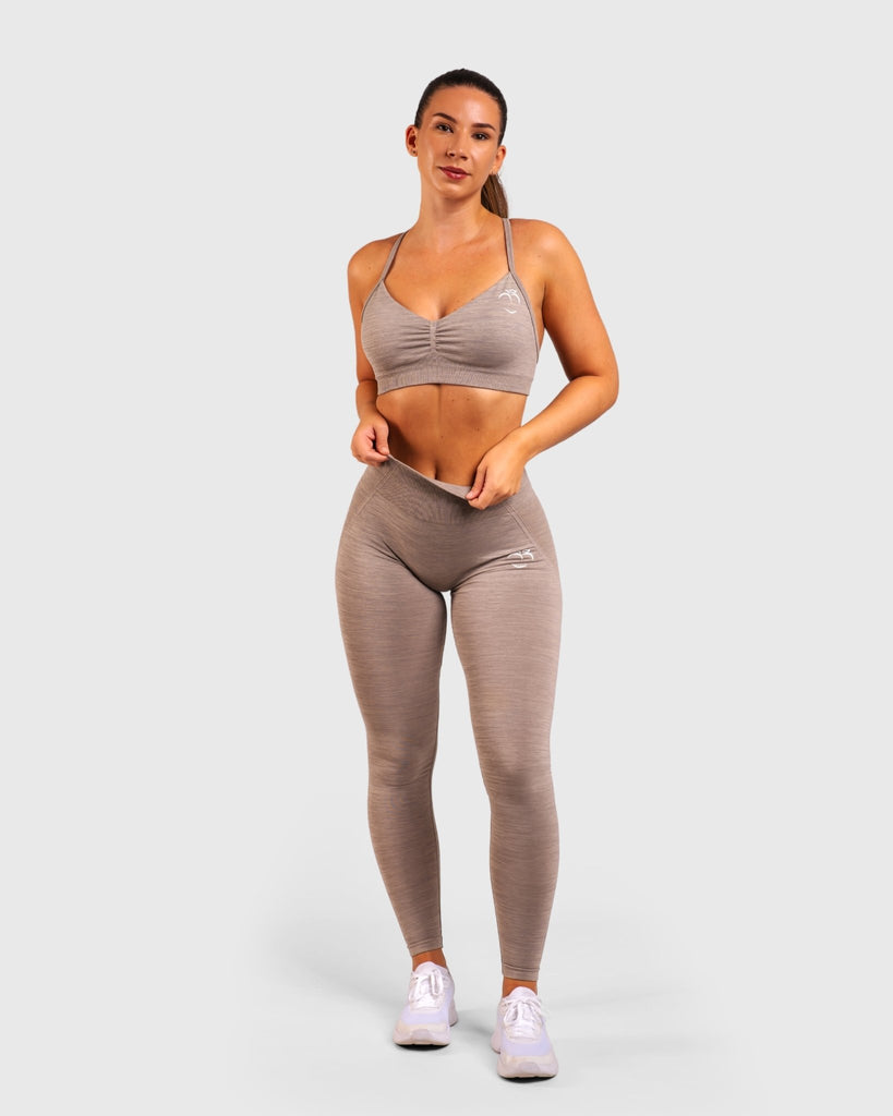 Grey Khaki Elevate Sports - bra - Peach Tights - Singlet