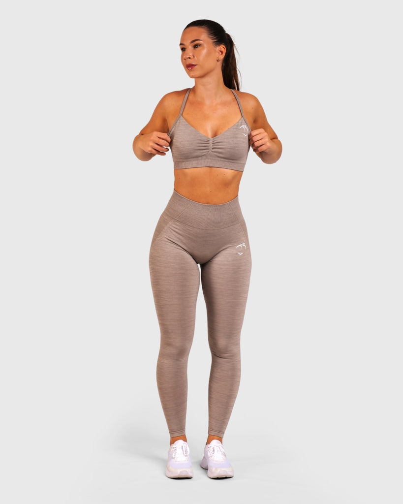 Grey Khaki Elevate Sports - bra - Peach Tights - Singlet