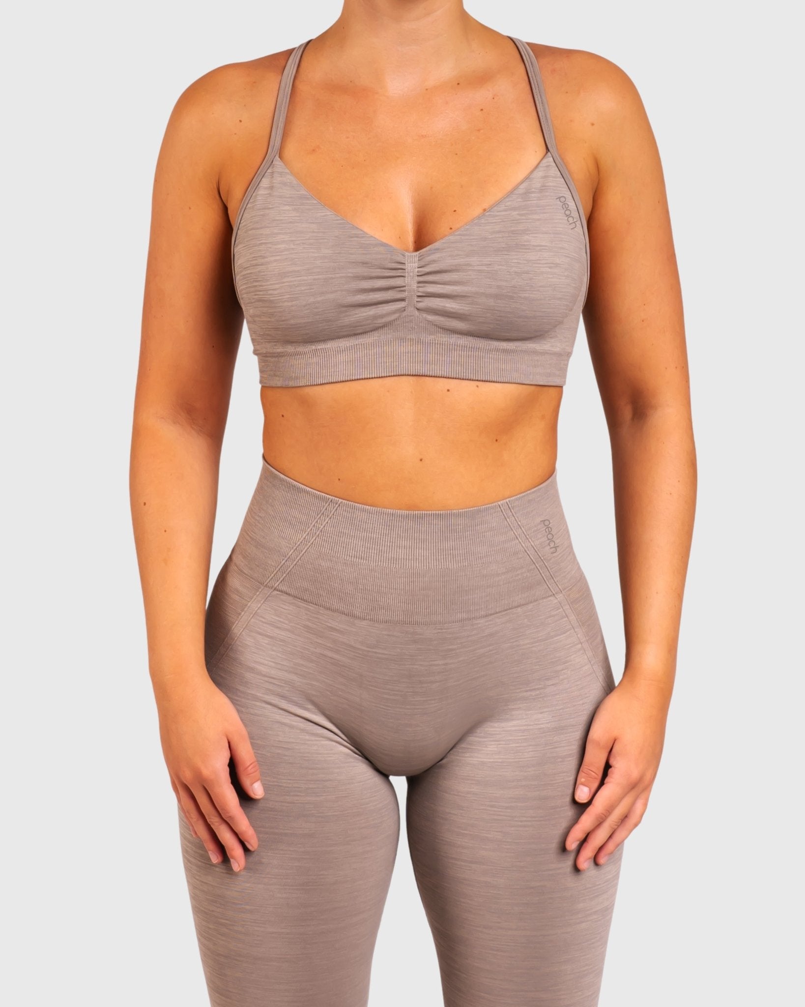 Grey Khaki Elevate Sports - bra - Peach Tights - Sports - Bra