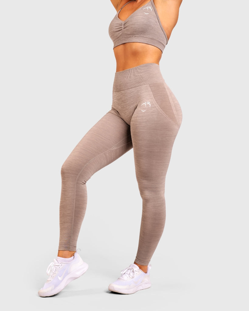 Grey Khaki Elevate Tights - Peach Tights - Shorts