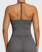 Grey Lounge Singlet - Peach Tights - Sports - Bra