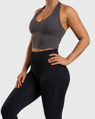 Grey Lush Halterneck Topp - Peach Tights - Sports - Bra