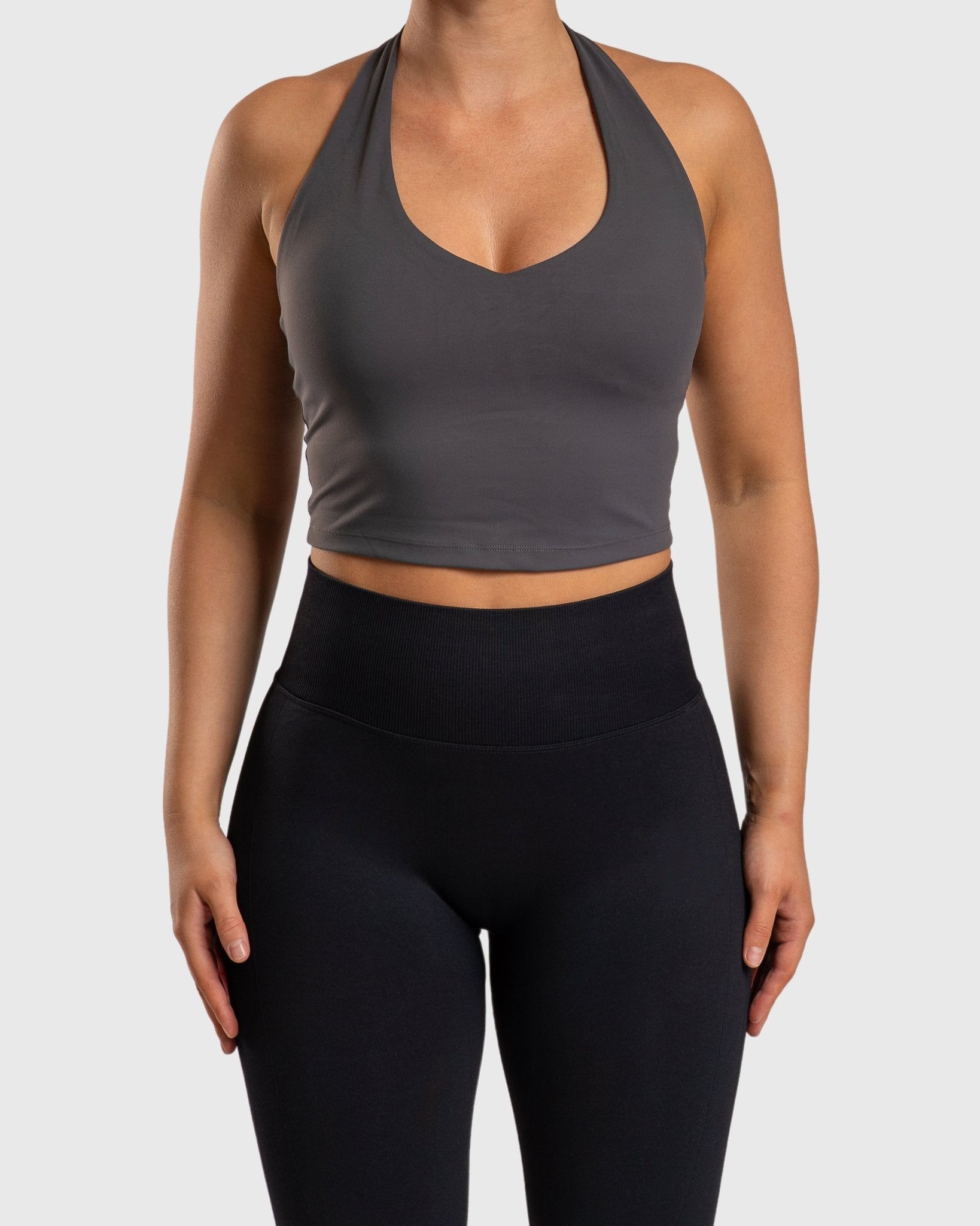 Grey Lush Halterneck Topp - Peach Tights - Sports - Bra