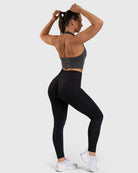 Grey Lush Halterneck Topp - Peach Tights - Sports - Bra