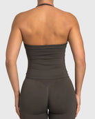 Grey Sense Halterneck Topp - Peach Tights - Sports - Bra