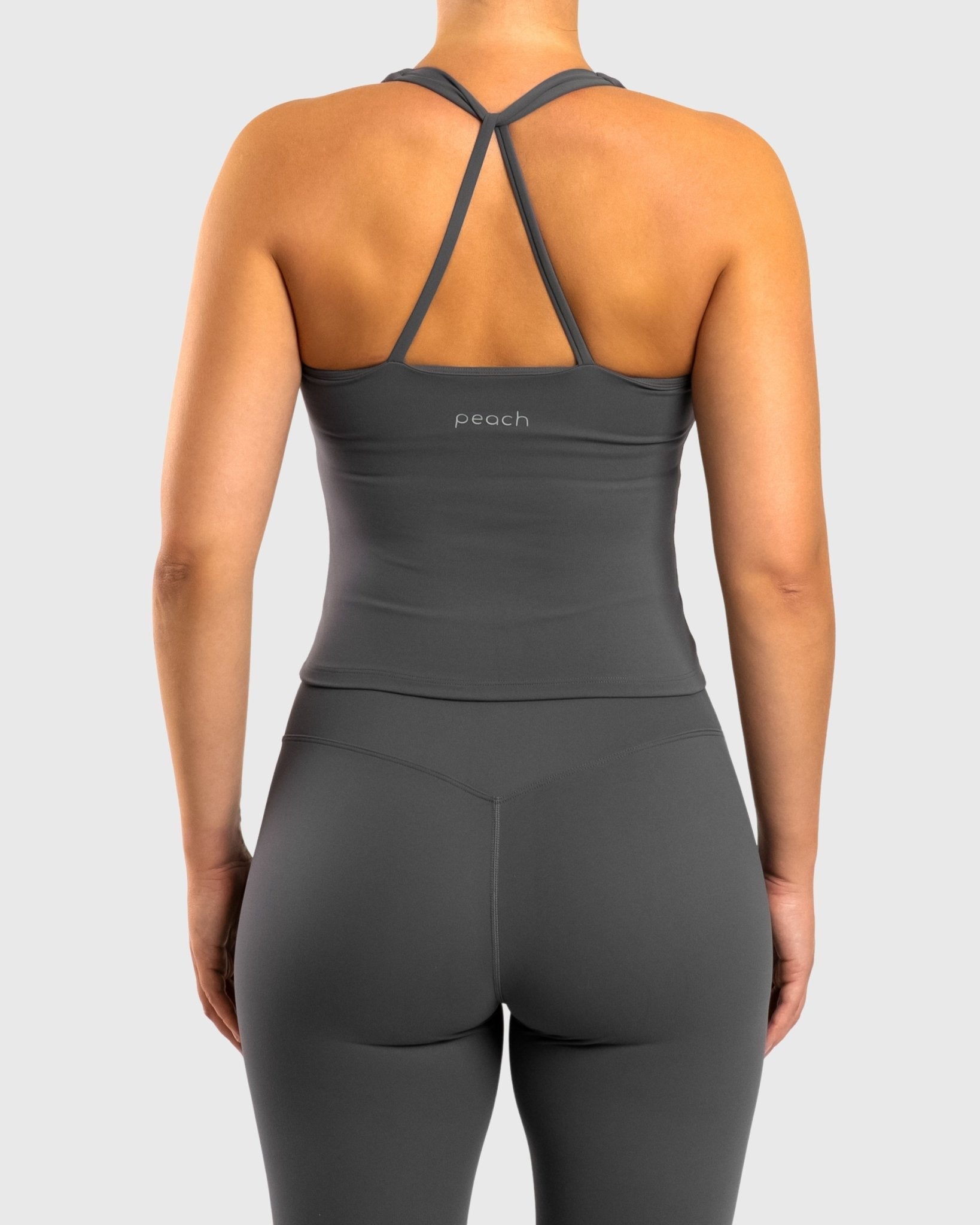 Grey Softelle Singlet - Peach Tights - Sports - Bra