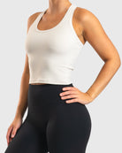 Ivory Tank Top - Peach Tights - Sports - Bra