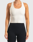 Ivory Tank Top - Peach Tights - Sports - Bra