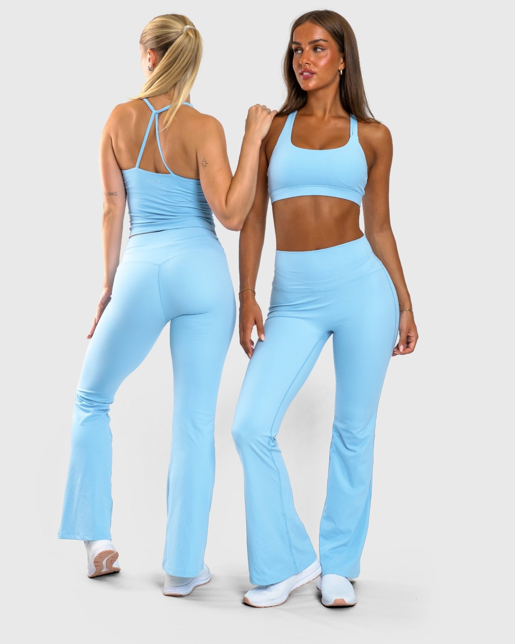 Light Blue Softelle Flared Pants - Peach Tights - Tights