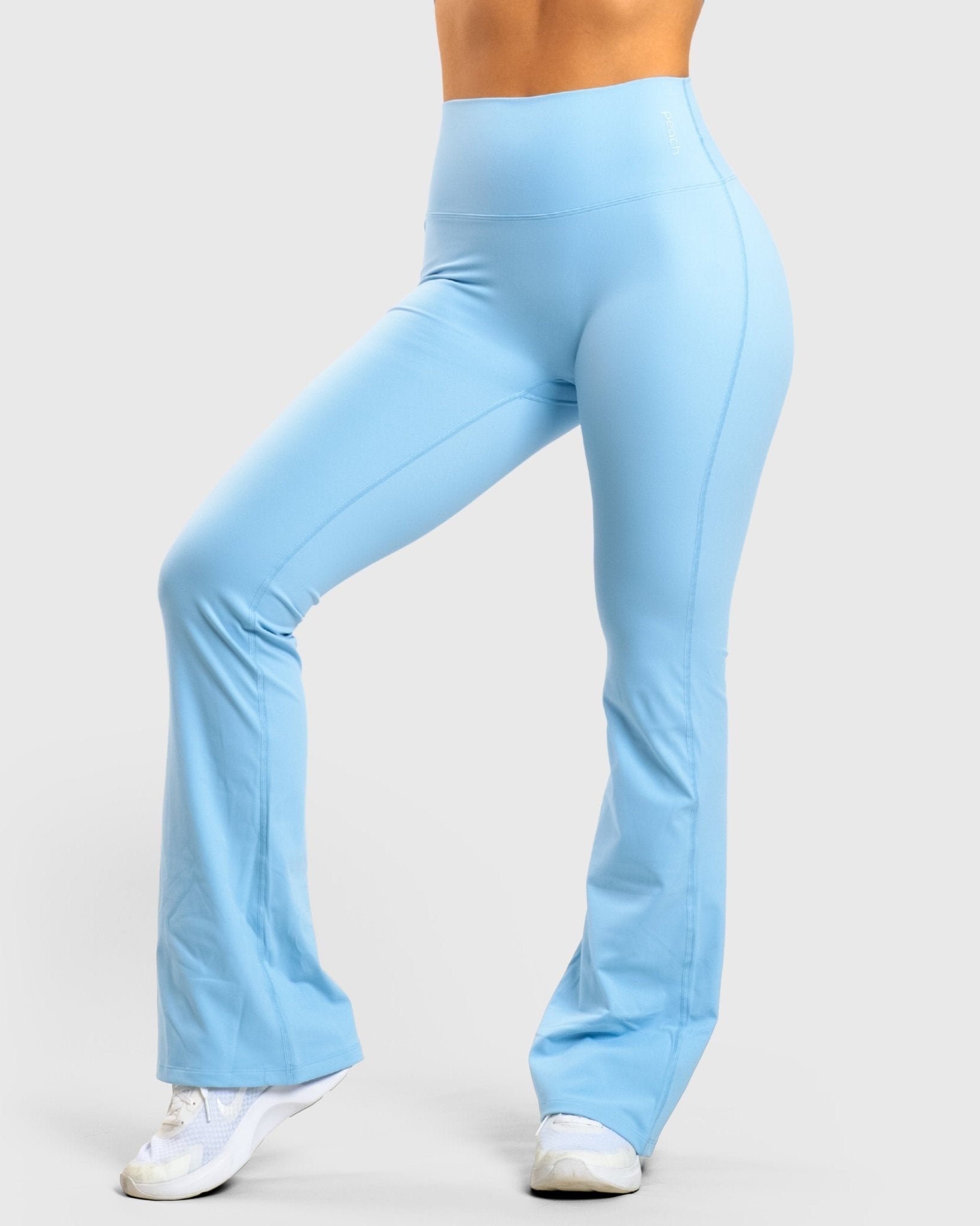 Light Blue Softelle Flared Pants - Peach Tights - Tights