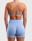 Light Blue Twist Sports - bra - Peach Tights - Sports - Bra