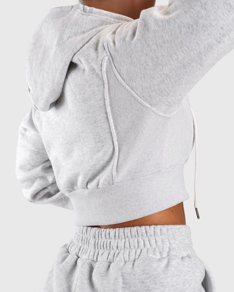 Light Grey Vibe Cropped Hoodie - Peach Tights - Hoodie