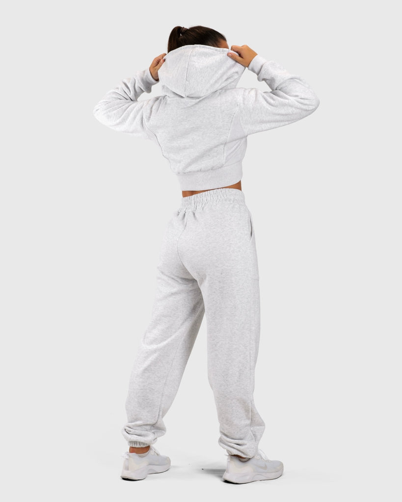 Light Grey Vibe Cropped Hoodie - Peach Tights - Hoodie