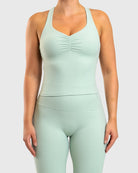 Mint Green Softelle Singlet - Peach Tights - Sports - Bra