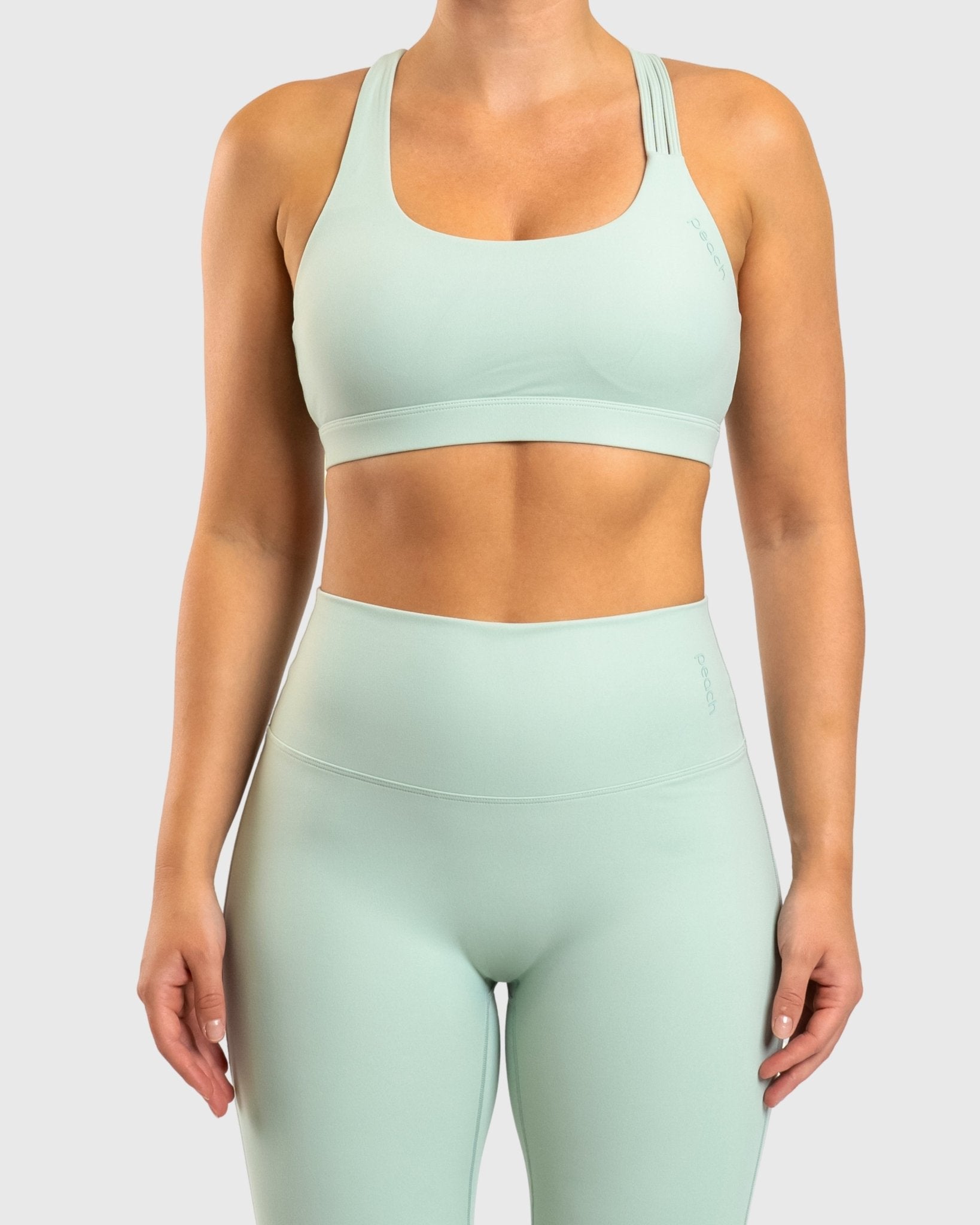 Mint Green Softelle Sports - bra - Peach Tights - Sports - Bra