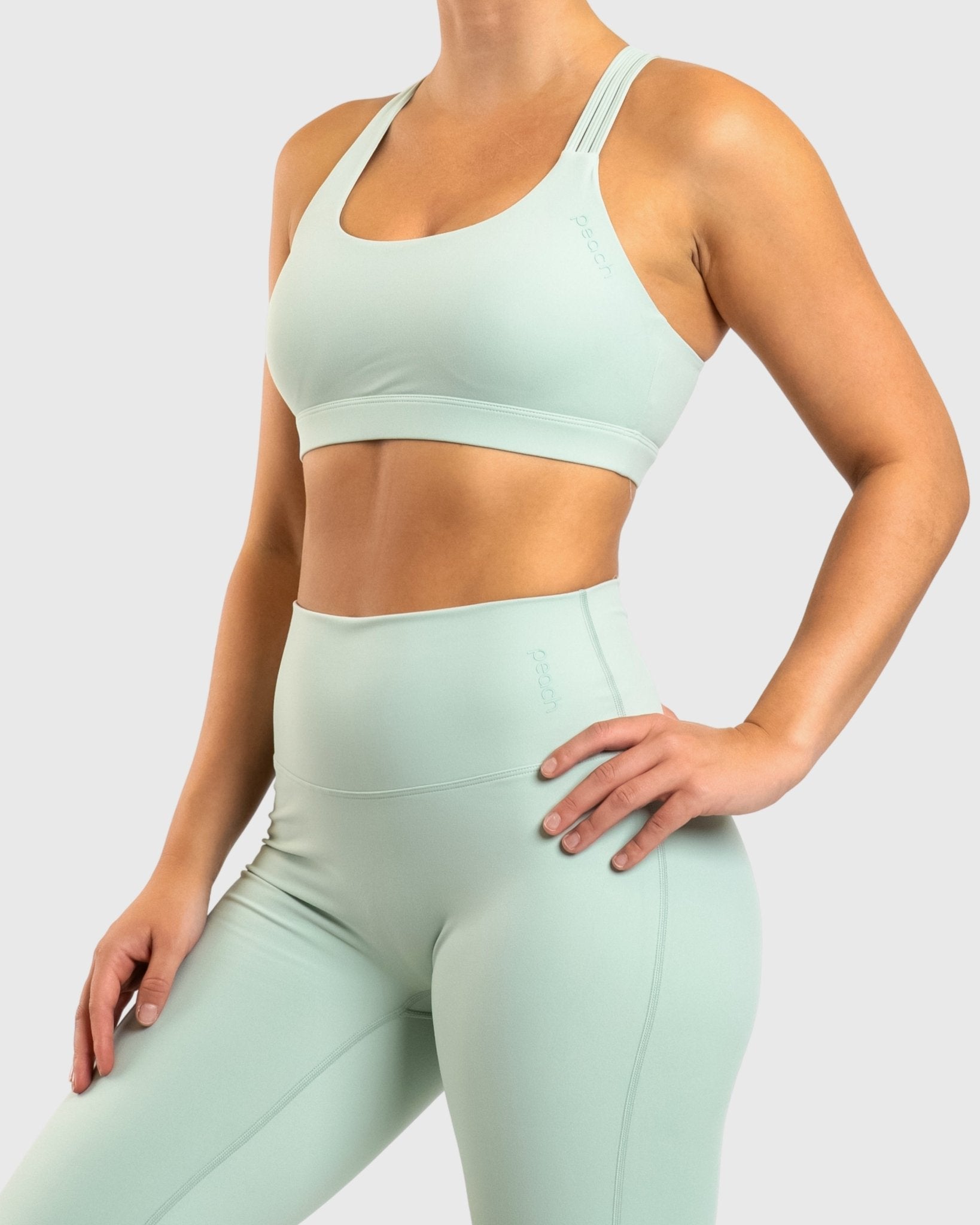 Mint Green Softelle Sports - bra - Peach Tights - Sports - Bra