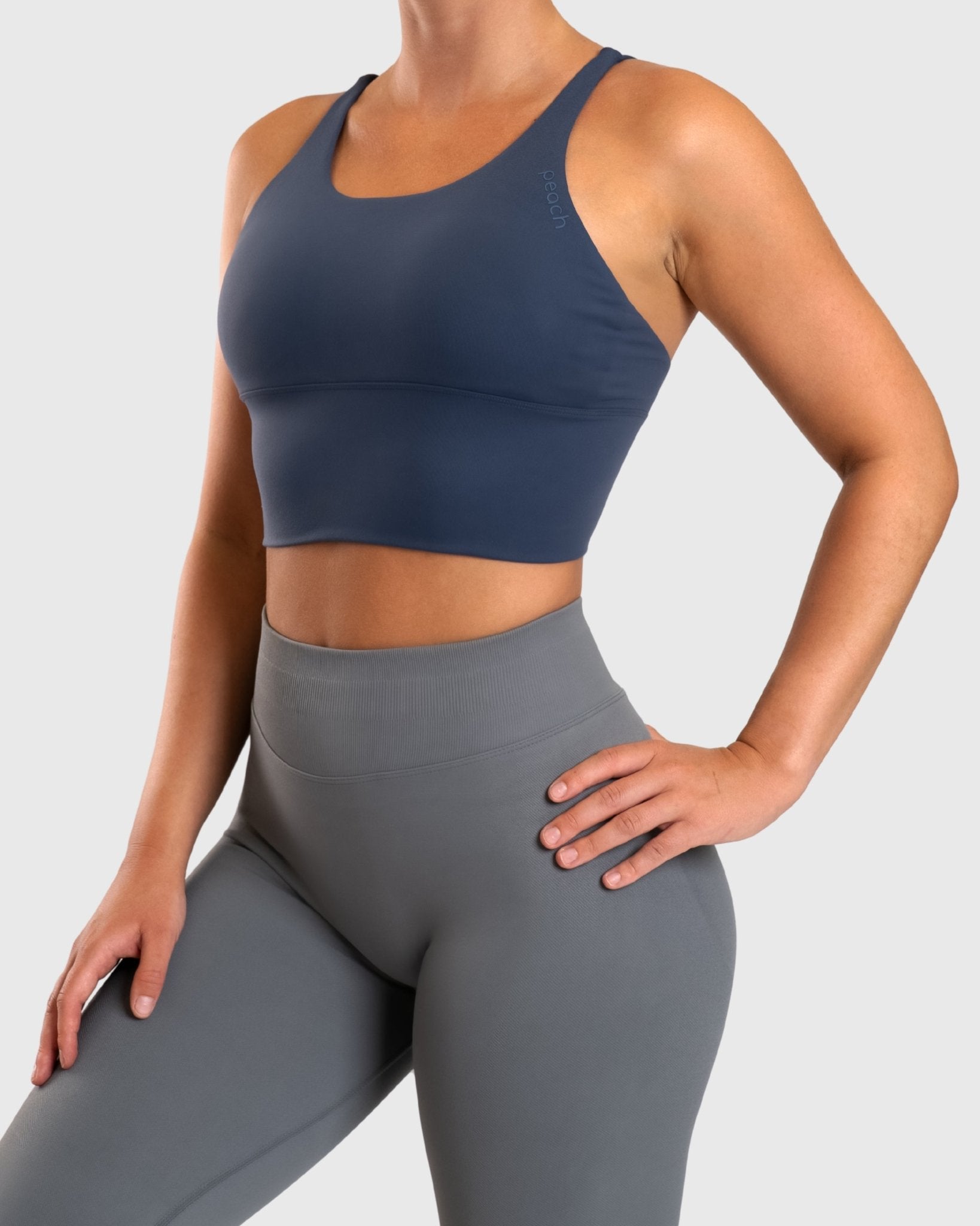 Navy Blue Cross Topp - Peach Tights - Sports - Bra