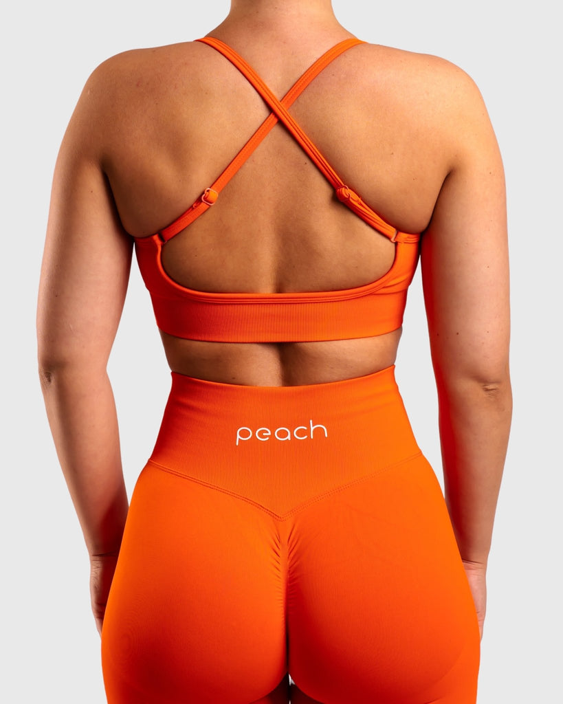 Orange Performa Sports-bra - Peach Tights - Sports-Bra