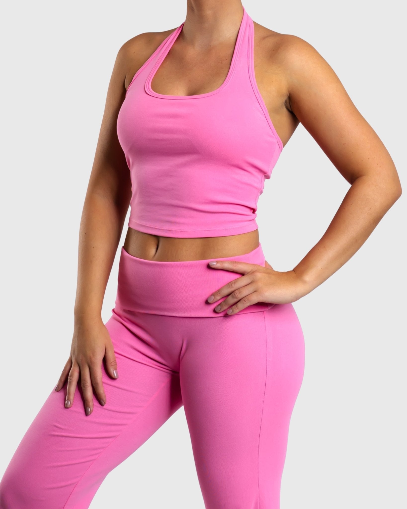 Pink Flow Halterneck Topp - Peach Tights - Sports - Bra