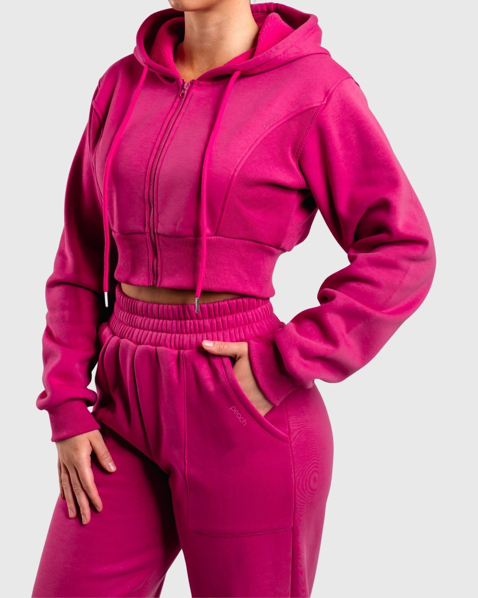 Pink Vibe Cropped Hoodie - Peach Tights - Hoodie