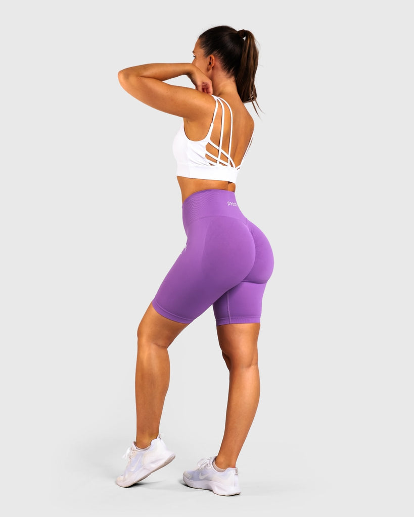 Purple Biker Shorts - Peach Tights - Shorts