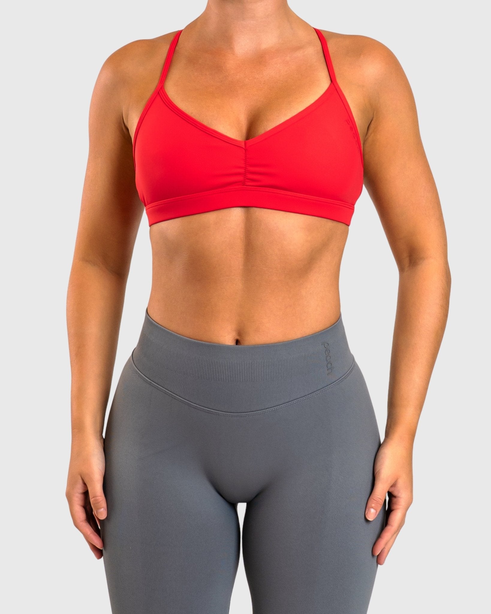 Red Athleisure Sports - bra - Peach Tights - Sports - Bra