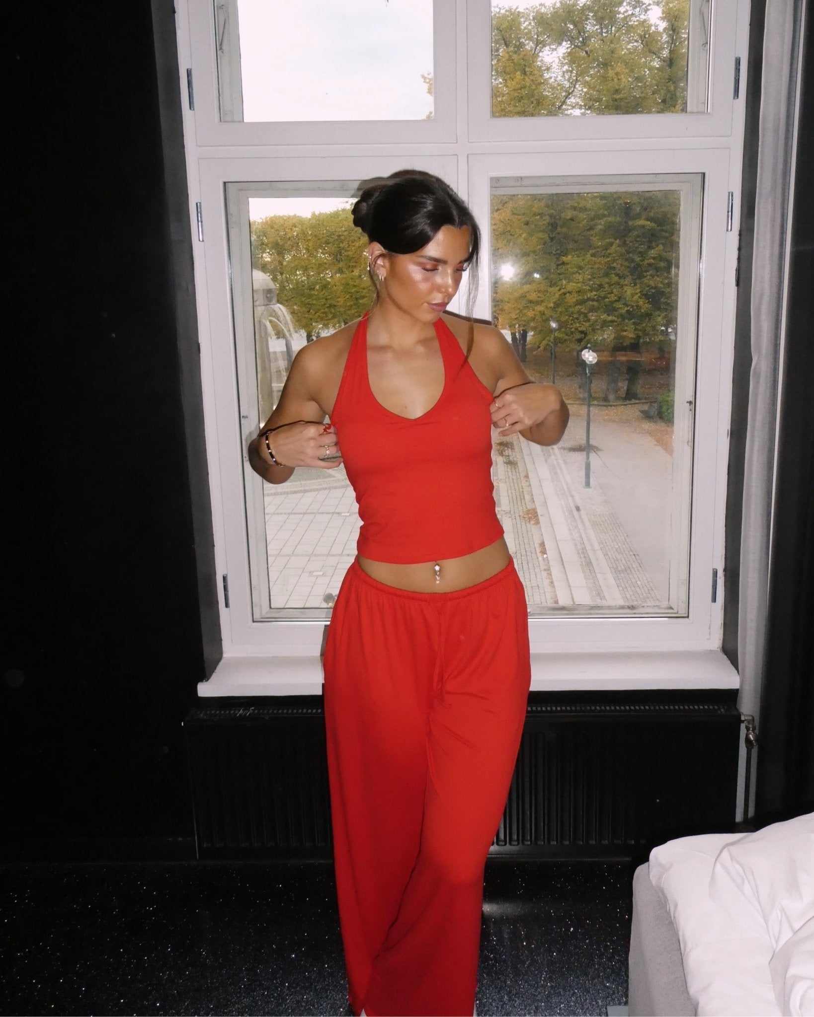 Red Lounge Pants - Peach Tights - Sweatpants